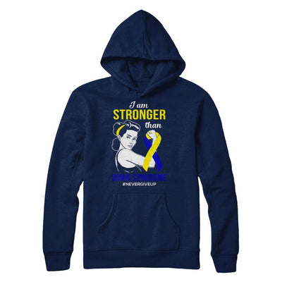 I Am Stronger Than Down Syndrome Awareness Support-T-Shirt & Hoodie-Pullover Hoodie-Navy