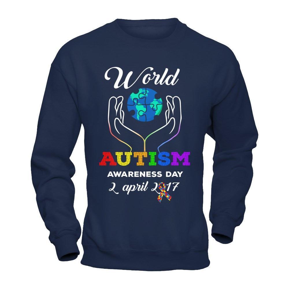 World Autism Awareness 2 April 2018-T-Shirt & Hoodie-Crewneck Sweatshirt-Navy
