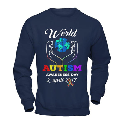 World Autism Awareness 2 April 2018-T-Shirt & Hoodie-Crewneck Sweatshirt-Navy