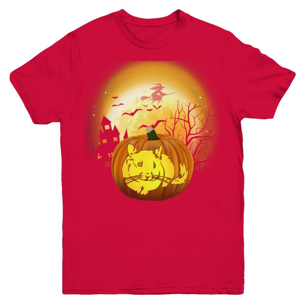 Pumpkin Chinchilla Halloween Human Costume Youth-Youth Shirt-Youth T-Shirt-Red