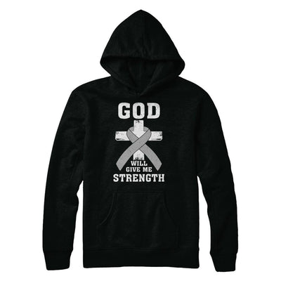 God Will Give Me Strength Grey Gray Cancer Ribbon Gift-T-Shirt & Hoodie-Pullover Hoodie-Black