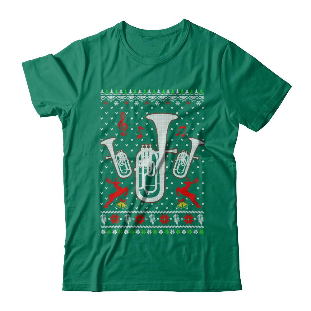 Santa Euphonium Ugly Christmas Sweater Gifts-T-Shirt & Sweatshirt-Classic T-Shirt-Kelly Green