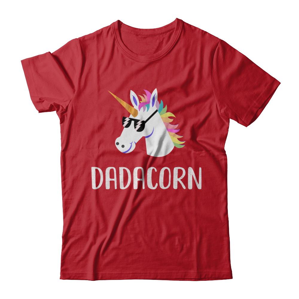 Unicorn Dad And Baby Dadacorn Daddy Fathers Day Gift-T-Shirt & Hoodie-Classic T-Shirt-Red