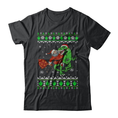 Santa Riding Dinosaur T-Rex Ugly Christmas Sweater-T-Shirt & Sweatshirt-Classic T-Shirt-Black
