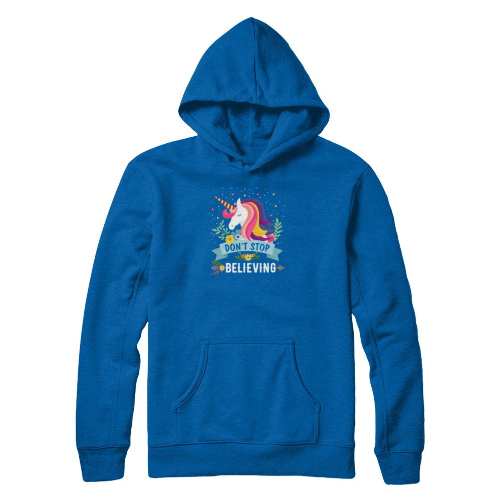 Unicorn Don't Stop Believing-T-Shirt & Tank Top-Pullover Hoodie-Royal