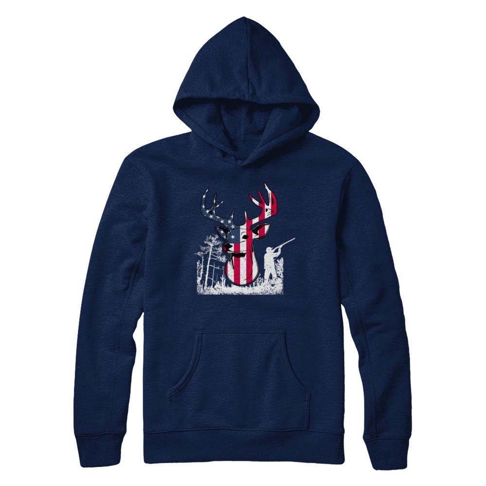 American Flag Hunting Dear Vintage 4Th July Gifts-T-Shirt & Hoodie-Pullover Hoodie-Navy