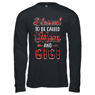 Red Buffalo Plaid Blessed To Be Called Mom And Gigi-T-Shirt & Hoodie-Long Sleeve T-Shirt-Black