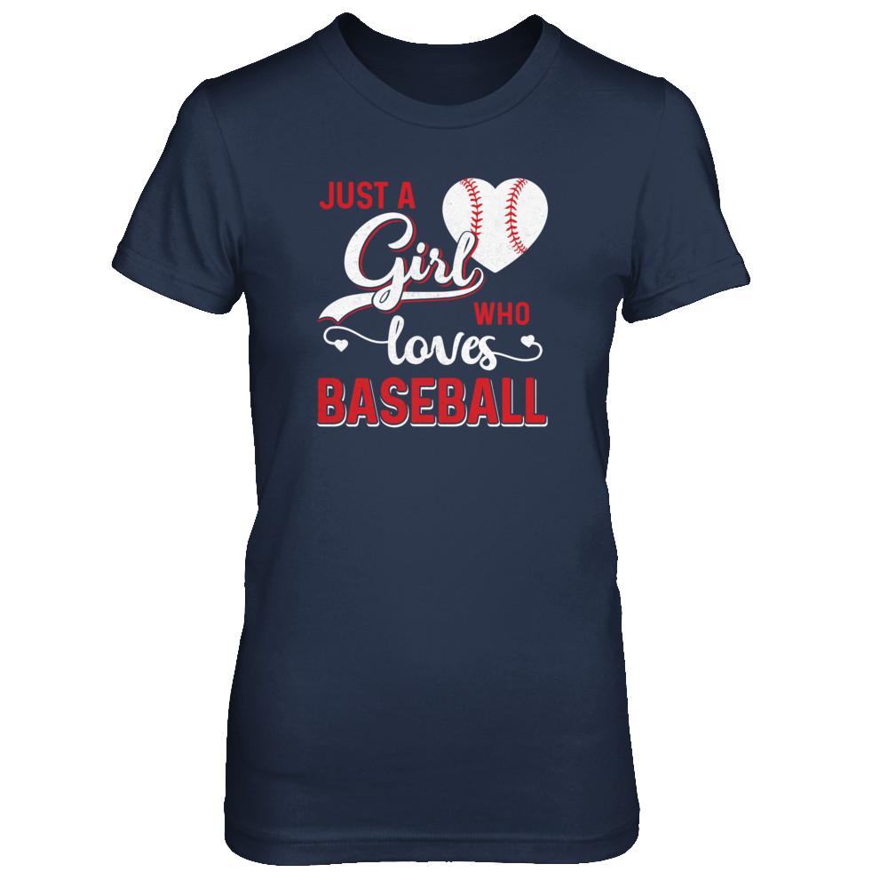 Just A Girl Who Loves Baseball-T-Shirt & Tank Top-Women's T-Shirt-Navy