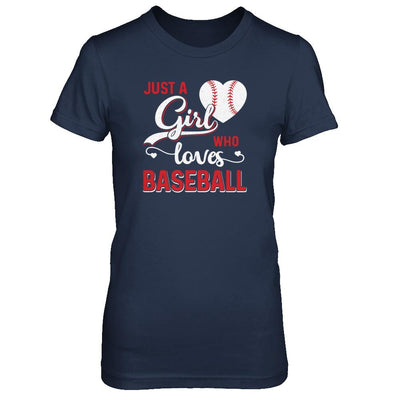 Just A Girl Who Loves Baseball-T-Shirt & Tank Top-Women's T-Shirt-Navy