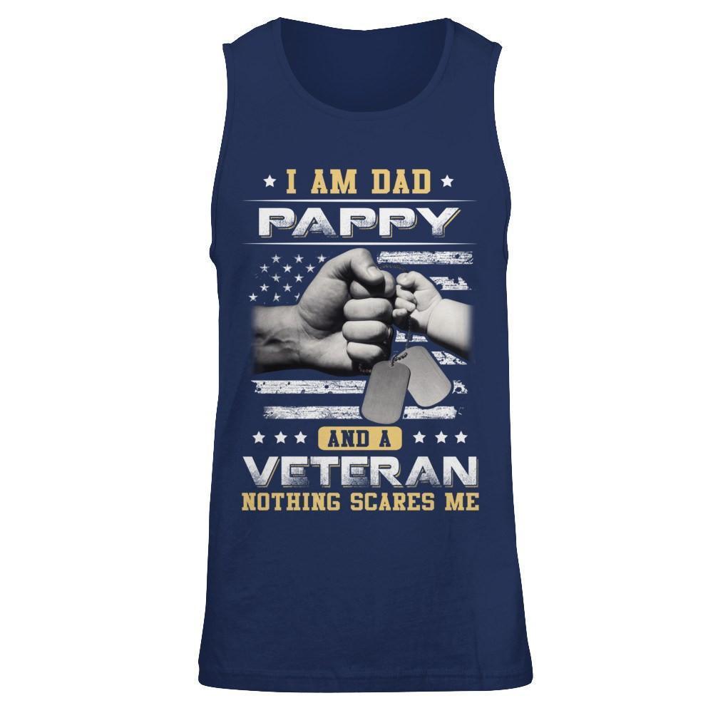 I'm A Dad Pappy And A Veteran Nothing Scares Me-T-Shirt & Hoodie-Unisex Tank-Navy