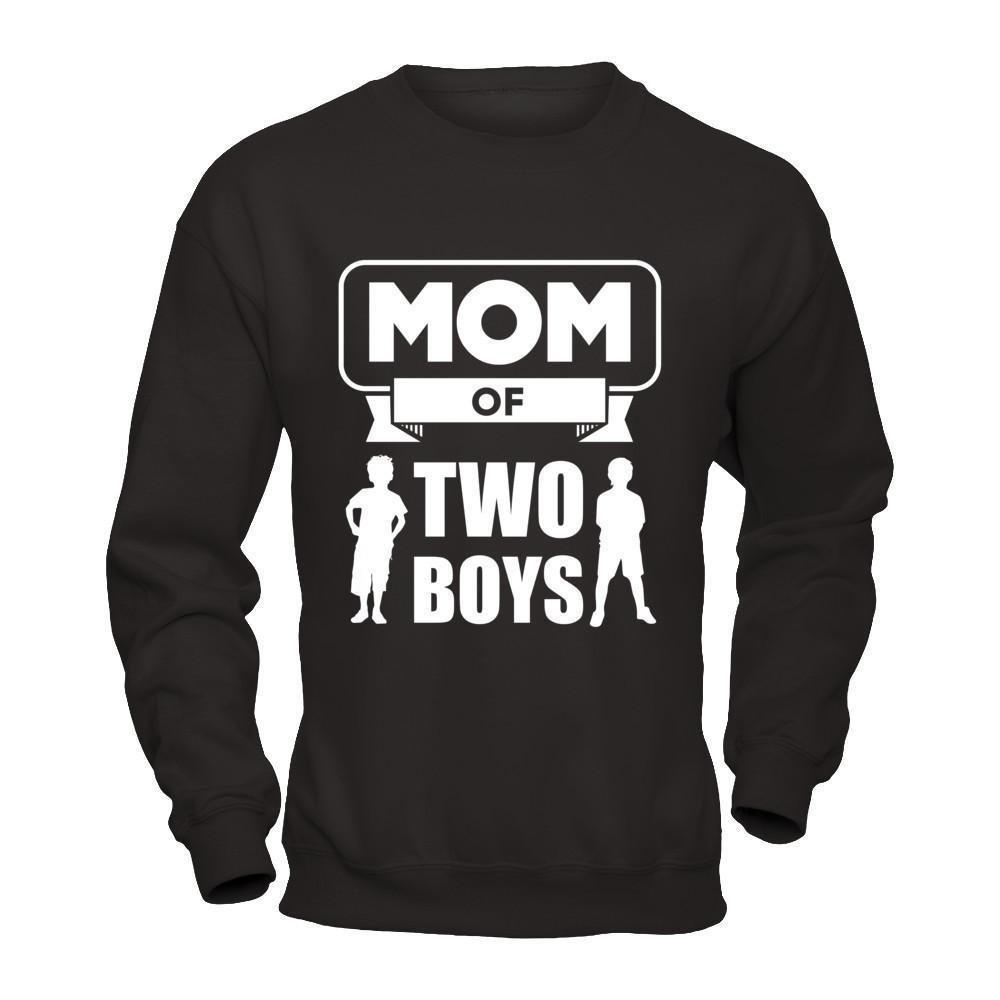 Mom Of Two Boys-T-Shirt & Hoodie-Crewneck Sweatshirt-Black