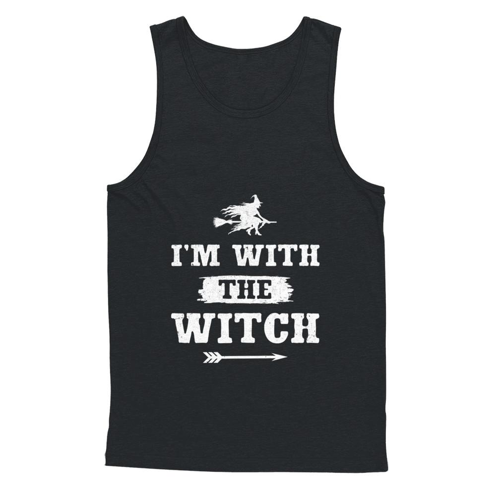 Halloween Couples Costume I'm With The Witch-T-Shirt & Hoodie-Unisex Tank-Black