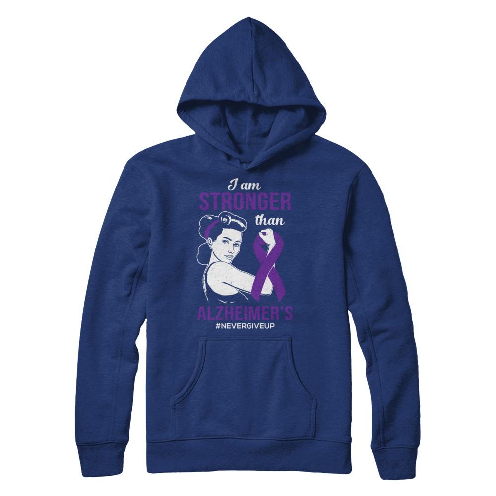 I Am Stronger Than Alzheimer's Awareness Support-T-Shirt & Hoodie-Pullover Hoodie-Deep Royal