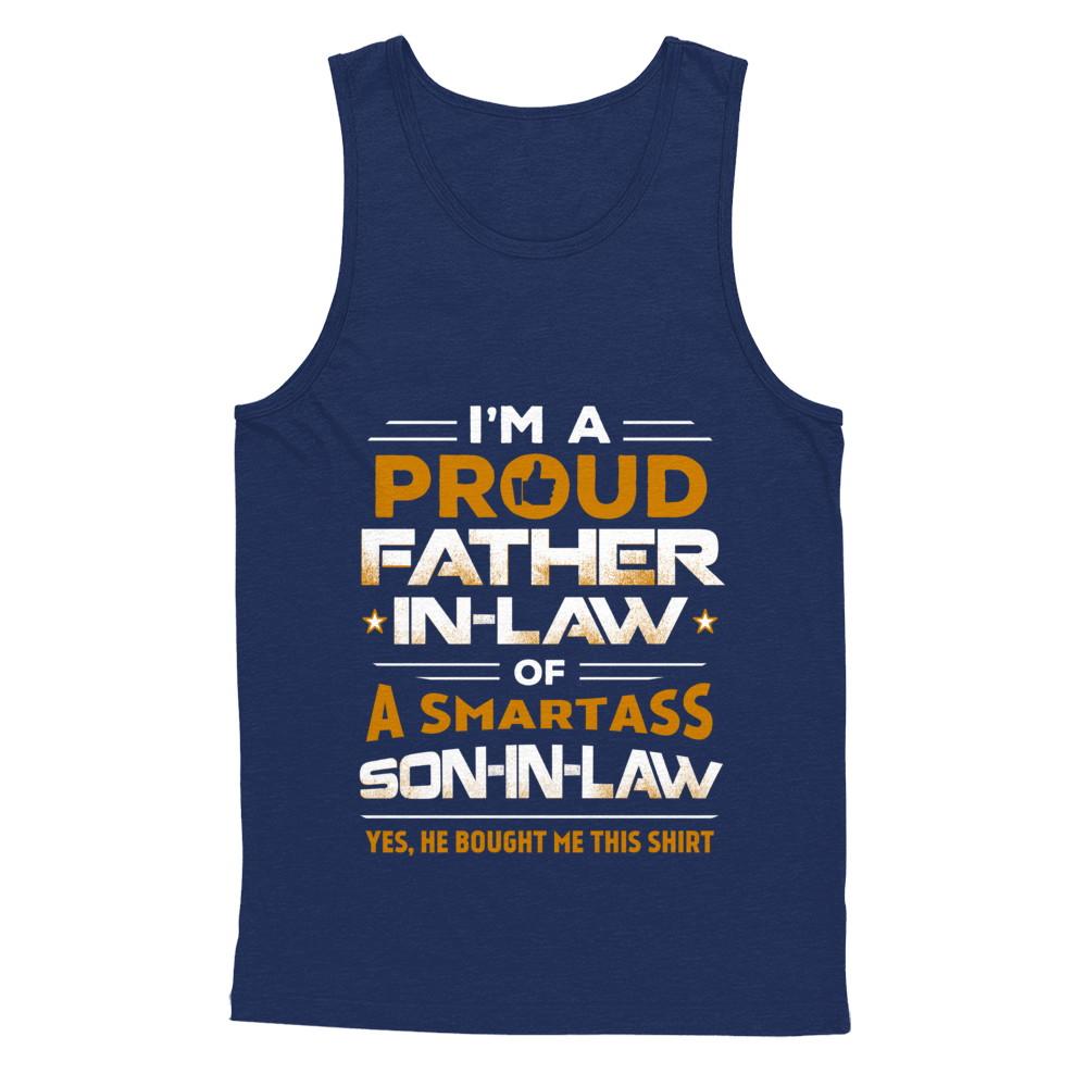 Proud Father-In-Law Of A Smartass Son-In-Law-T-Shirt & Hoodie-Unisex Tank-Navy