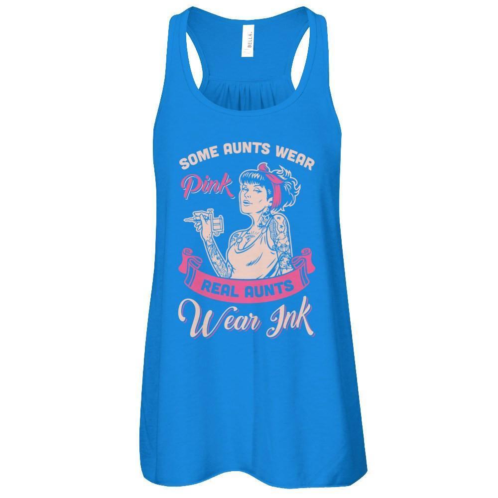 Some Aunts Wear Pink Real Aunts Wear Ink-T-Shirt & Tank Top-Women's Flowy Racerback Tank-True Royal