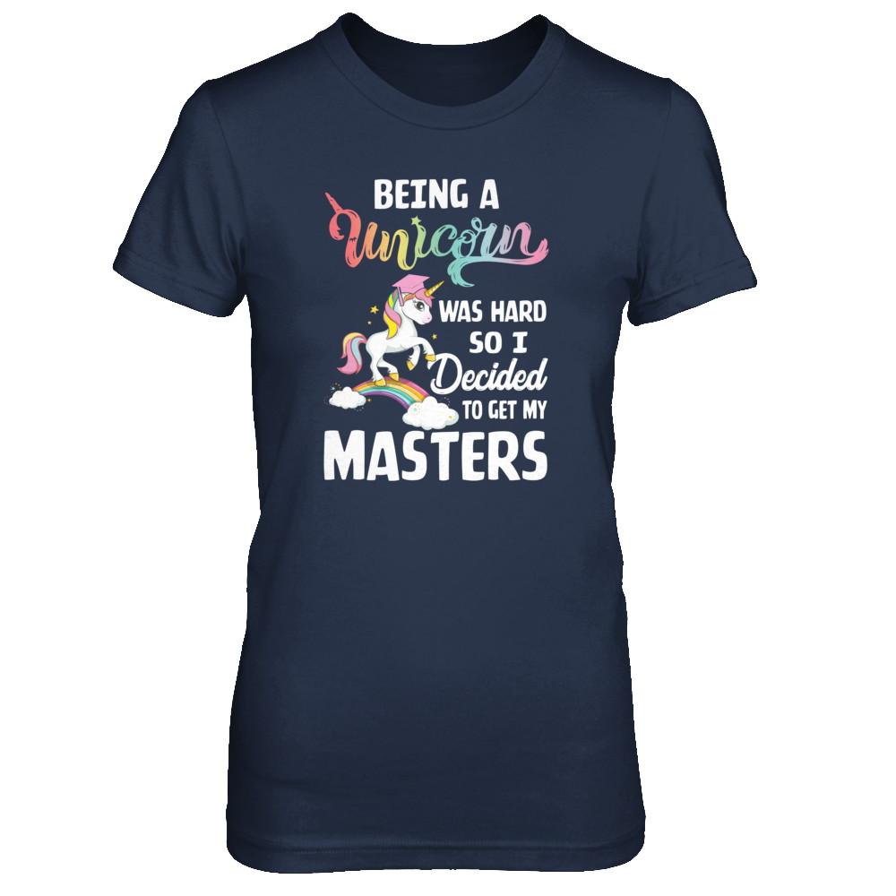 Funny Unicorn Masters Degree Graduation Graduate Gift-T-Shirt & Tank Top-Women's T-Shirt-Navy