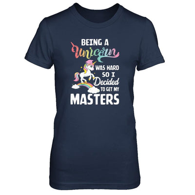Funny Unicorn Masters Degree Graduation Graduate Gift-T-Shirt & Tank Top-Women's T-Shirt-Navy
