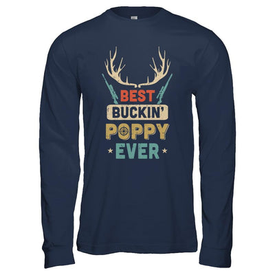 Vintage Best Buckin' Poppy Ever Deer Hunting-T-Shirt & Hoodie-Long Sleeve T-Shirt-Navy