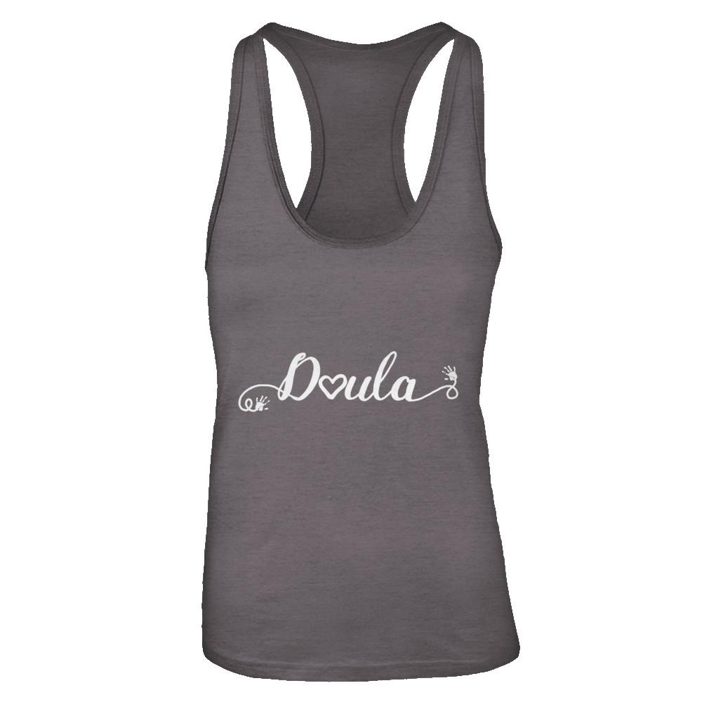 Doula Heart For Birth Baby Born Postpartum-T-Shirt & Tank Top-Women's Ideal Racerback Tank-Dark Grey