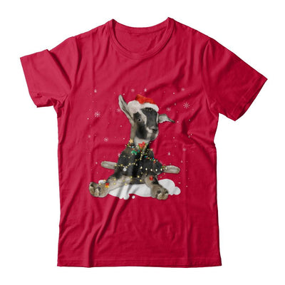 Goat With Santa Hat Lights Christmas-T-Shirt & Sweatshirt-Classic T-Shirt-Red
