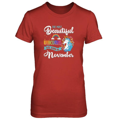 The Most Beautiful Unicorns Are Born In November Birthday-T-Shirt & Tank Top-Women's T-Shirt-Red