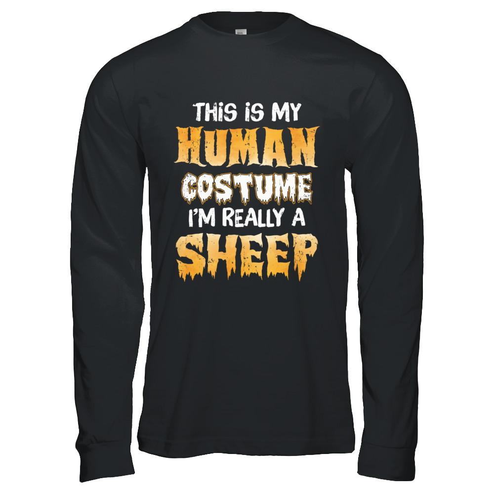 This Is My Human Costume Sheep Halloween-T-Shirt & Hoodie-Long Sleeve T-Shirt-Black