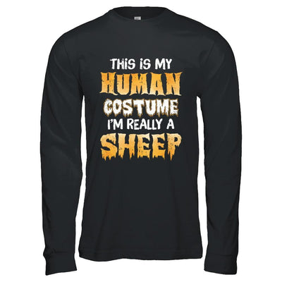 This Is My Human Costume Sheep Halloween-T-Shirt & Hoodie-Long Sleeve T-Shirt-Black