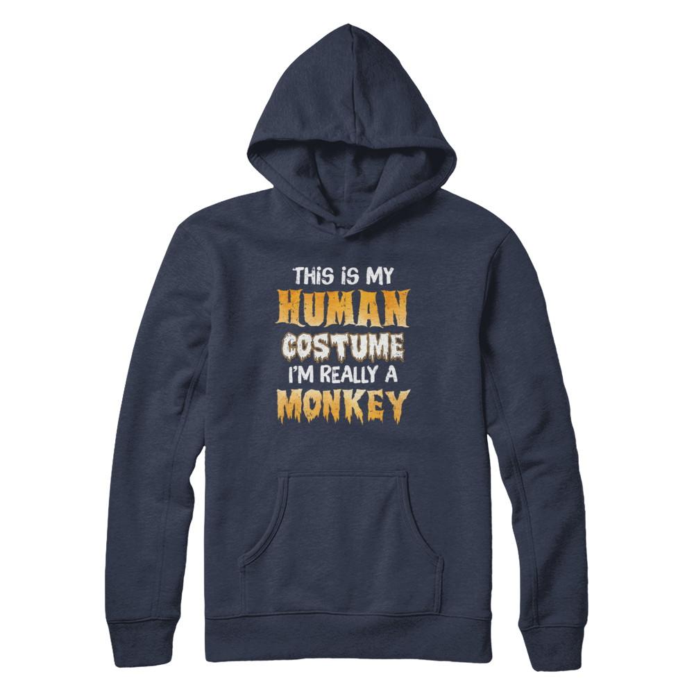 This Is My Human Costume Monkey Halloween-T-Shirt & Hoodie-Pullover Hoodie-Navy