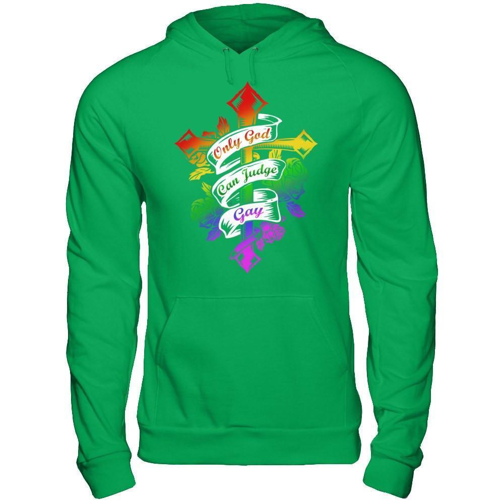 Only God Can Judge Gay-T-Shirt & Hoodie-Pullover Hoodie-Irish Green