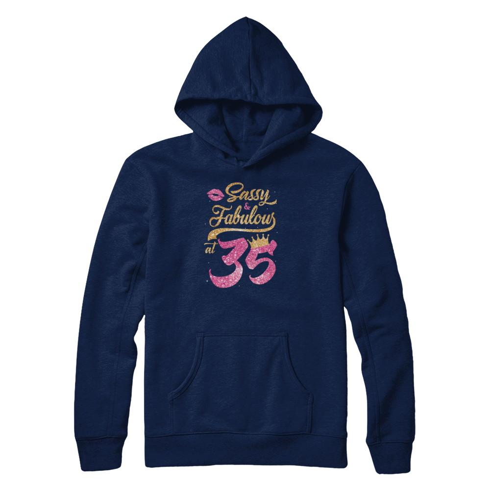 Sassy And Fabulous At 35th 1986 Birthday Gift-T-Shirt & Tank Top-Pullover Hoodie-Navy