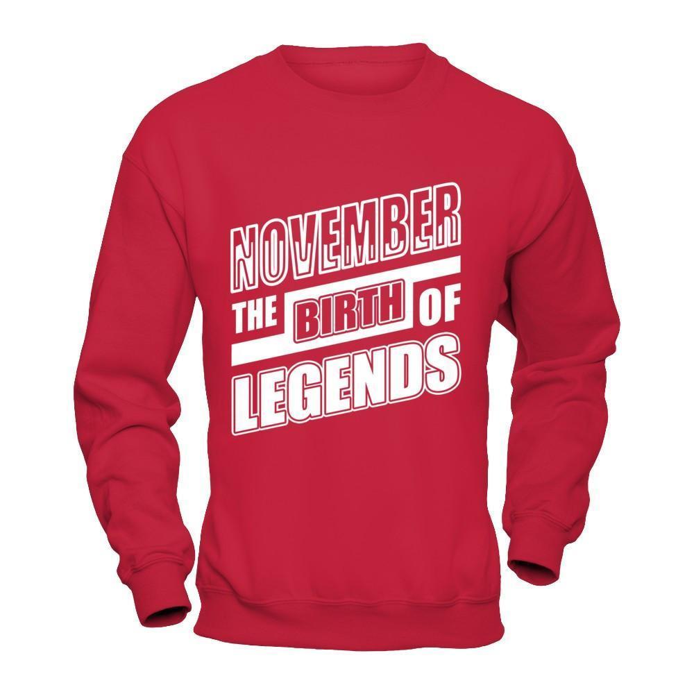 November The Birth Of Legends-T-Shirt & Hoodie-Crewneck Sweatshirt-Red