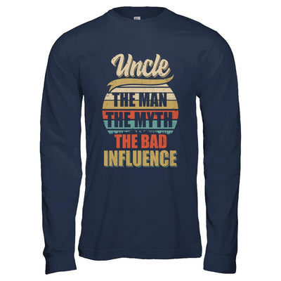 Vintage Uncle The Man The Myth The Bad Influence-T-Shirt & Hoodie-Long Sleeve T-Shirt-Navy