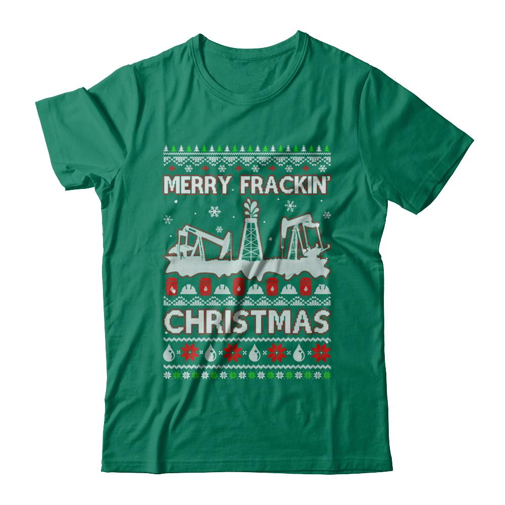 Oilfield Merry Fracking Christmas Ugly Sweater Gifts-T-Shirt & Sweatshirt-Classic T-Shirt-Kelly Green