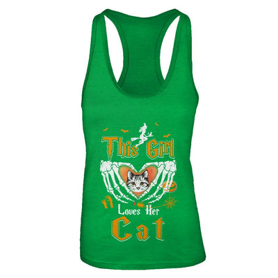 This Girl Love Her Cat Halloween-T-Shirt & Tank Top-Women's Ideal Racerback Tank-Kelly Green