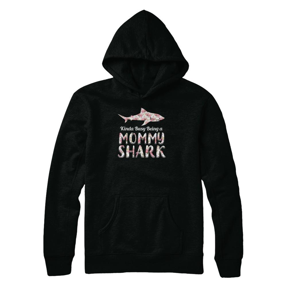 Mommy Shark Kinda Busy Being A Mommyshark-T-Shirt & Tank Top-Pullover Hoodie-Black