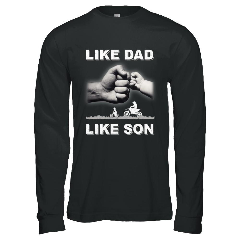 Like Dad Like Son Motorcross Dirtbike Fathers Day-T-Shirt & Hoodie-Long Sleeve T-Shirt-Black