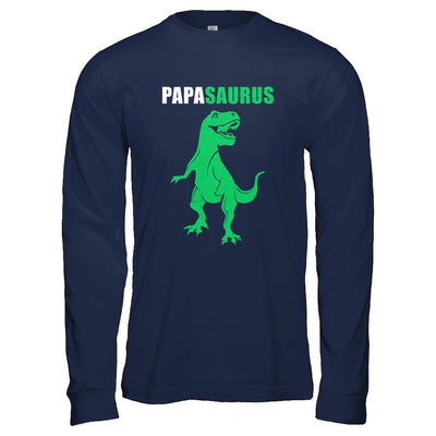 Papasarus Funny Dinosaur First Time Papa Fathers Day-T-Shirt & Hoodie-Long Sleeve T-Shirt-Navy