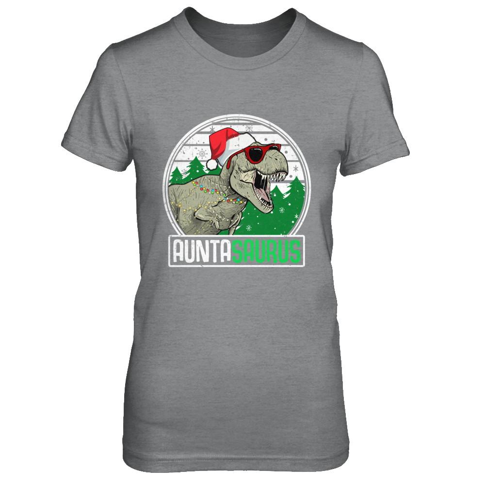Auntasaurus Aunta Dinosaur T-Rex Family Christmas-T-Shirt & Sweatshirt-Women's T-Shirt-Sport Grey