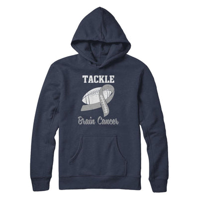 Football Survivor Tackle Gray Brain Cancer Awareness-T-Shirt & Hoodie-Pullover Hoodie-Navy