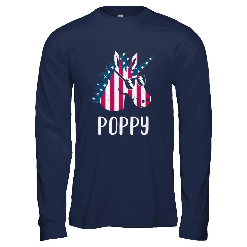 Patriotic Poppy Unicorn Americorn 4Th Of July-T-Shirt & Hoodie-Long Sleeve T-Shirt-Navy