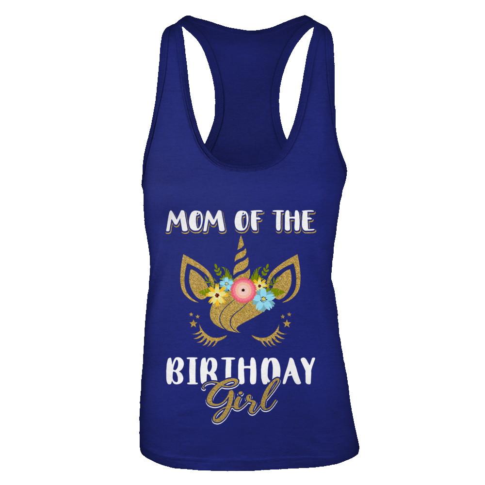 Cute Unicorn Mom Of The Birthday Girl-T-Shirt & Tank Top-Women's Ideal Racerback Tank-Royal