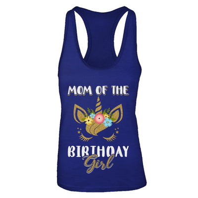Cute Unicorn Mom Of The Birthday Girl-T-Shirt & Tank Top-Women's Ideal Racerback Tank-Royal