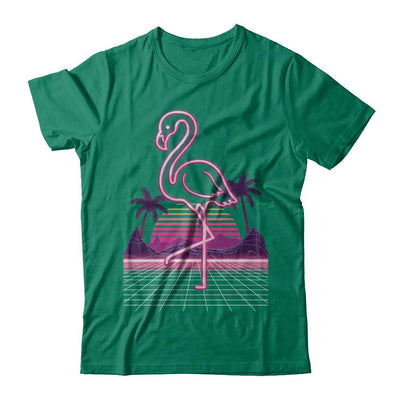 80s Retro Neon Sign Pink Flamingo Bird-T-Shirt & Hoodie-Classic T-Shirt-Kelly Green