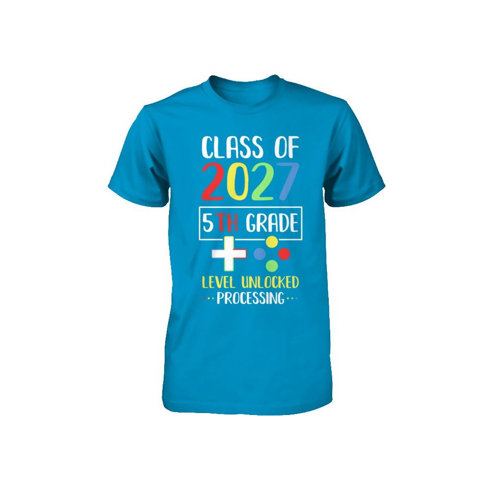 Class Of 2027 5th Grade Level Unlock Gaming Back Go School Youth-Youth Shirt-