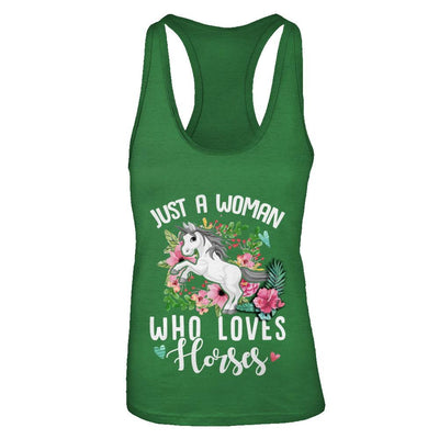 Just A Woman Who Loves Horses-T-Shirt & Tank Top-Women's Ideal Racerback Tank-Kelly Green