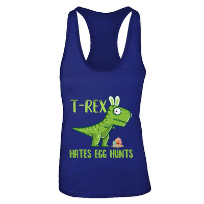 Funny Easter Bunny Dinosaur T-Rex Hates Egg Hunts-T-Shirt & Tank Top-Women's Ideal Racerback Tank-Royal