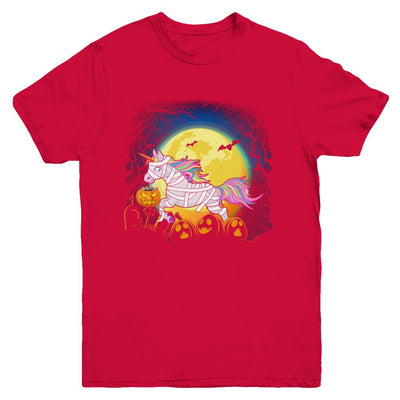 Halloween Pumpkin Unicorn Gift For Kids Girls Youth-Youth Shirt-Youth T-Shirt-Red