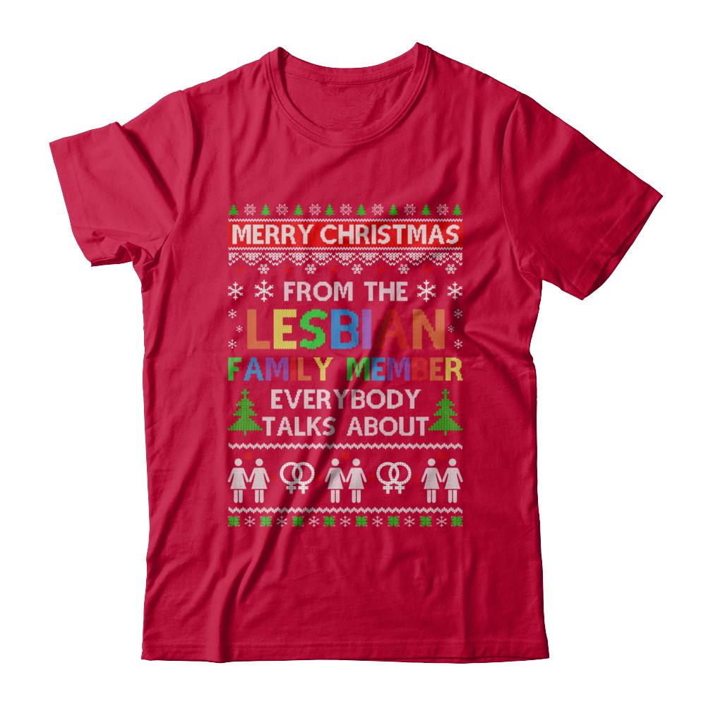 LGBT Merry Christmas From Lesbian Aunt Family Ugly Sweater-T-Shirt & Sweatshirt-Classic T-Shirt-Red