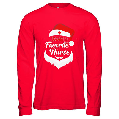 Santa's Favorite Nurse Funny Christmas Nursing-T-Shirt & Hoodie-Long Sleeve T-Shirt-Red