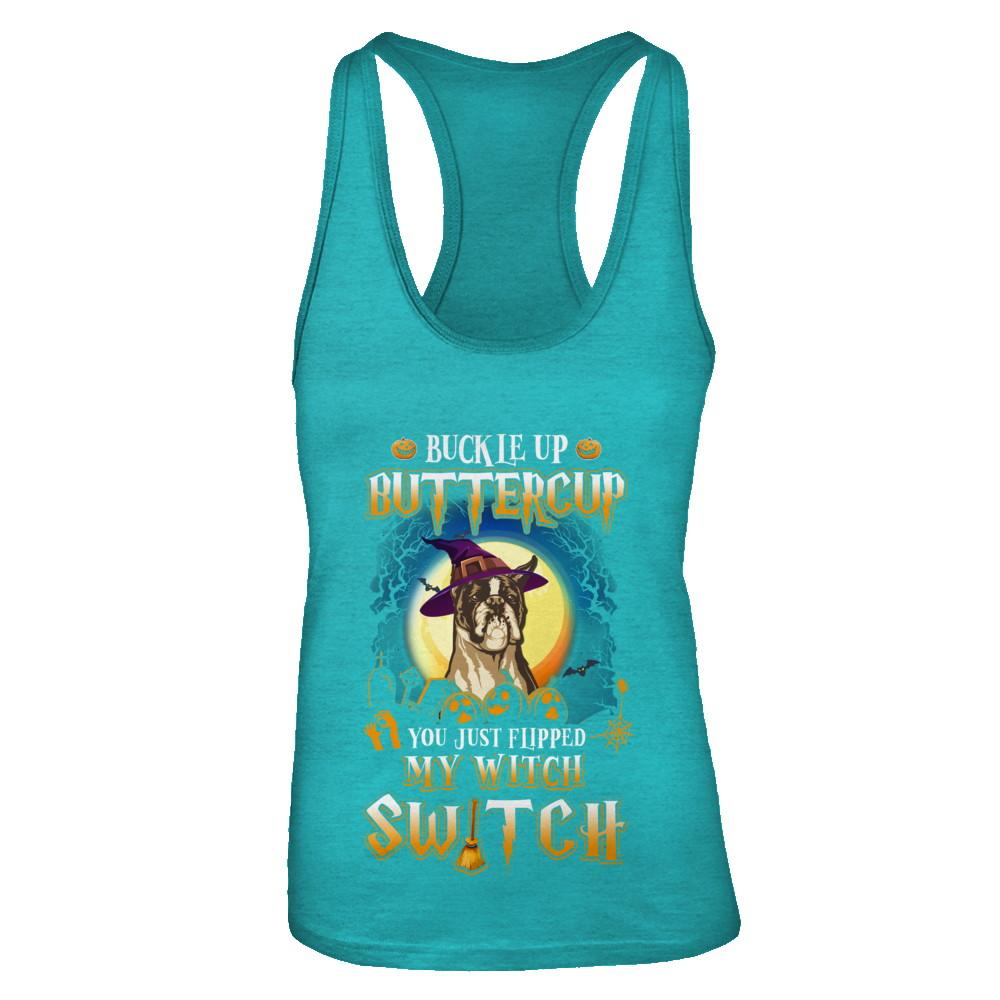 Buckle Up Buttercup Halloween Witch Boxer Costume-T-Shirt & Tank Top-Women's Ideal Racerback Tank-Tahiti Blue